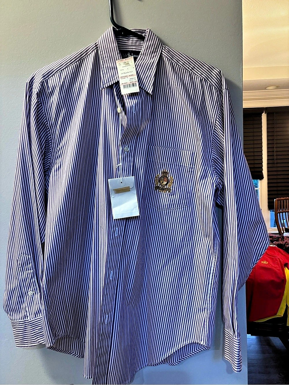 Polo Ralph Lauren Striped Cotton Dress Shirt Purple & White Size 8
